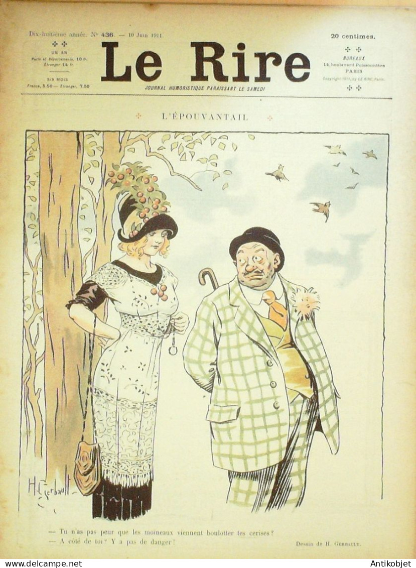 Le Rire 1911-06-10 # 436 Journal humoristique Ed.Originale L'Epouvantail