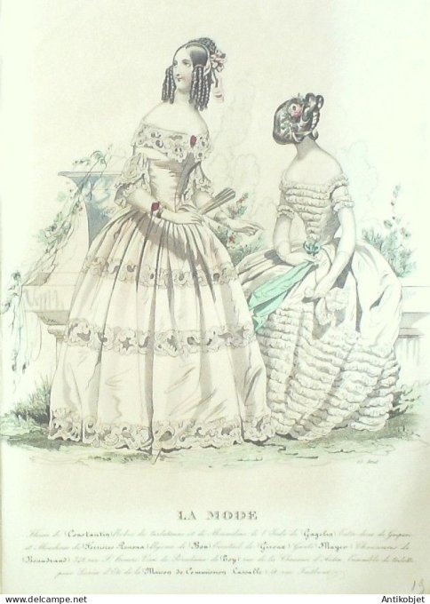 Gravure La mode 1843 # 19 (aquarelle old Fashion plate)