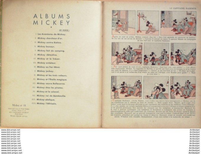 Walt Disney Mickey l'Africain Hachette # 18 Eo 1939