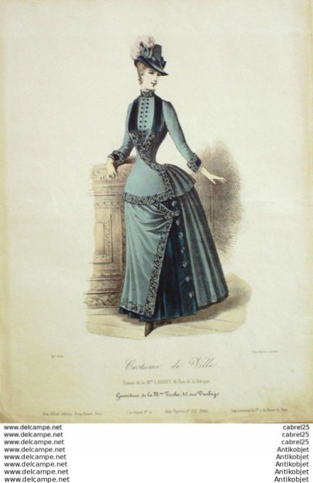 Gravure Mode Le Coquet 1886 # 04 (Old Fashion plate)