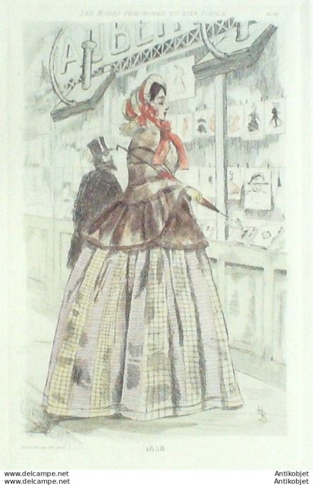 Gravure Mode Boutet (pointe seche aquarellee old Fashion plate) Pl 58-1902