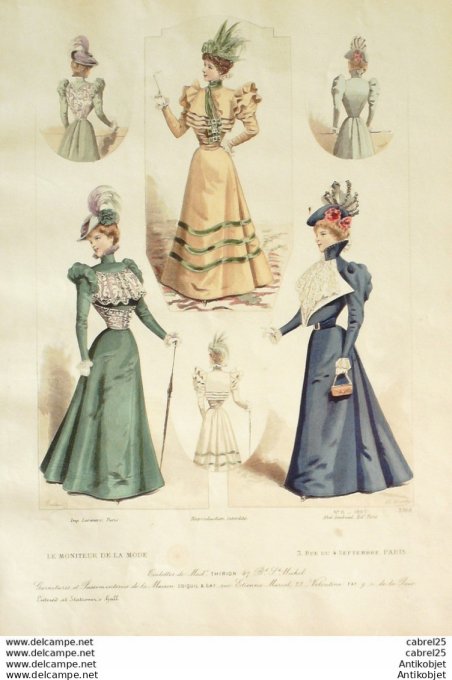 Gravure de mode Le Moniteur 1897 n°06 (Maison Thirion) Gd format