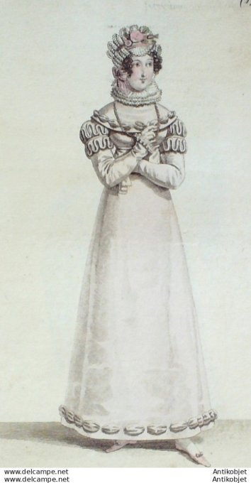 Costume Parisien 1818 # 1763 Robe à pélerine en reps de soie