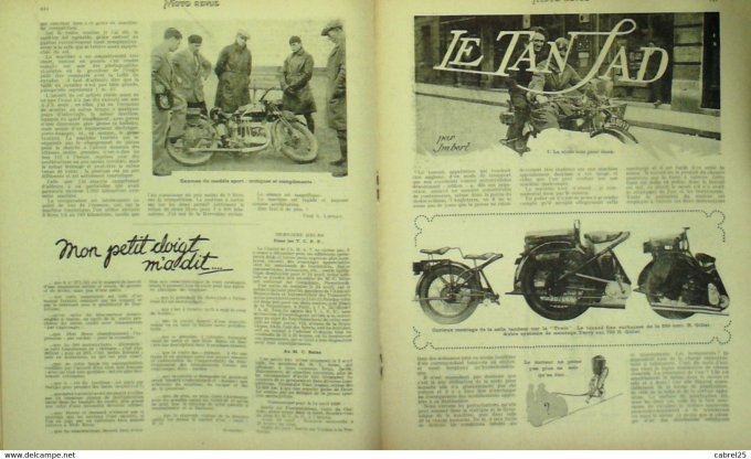 Moto Revue 1929 n° 318 Ajs Fred Slipman Cyclecar Magnéto Tansad sur 350 Machine tandem