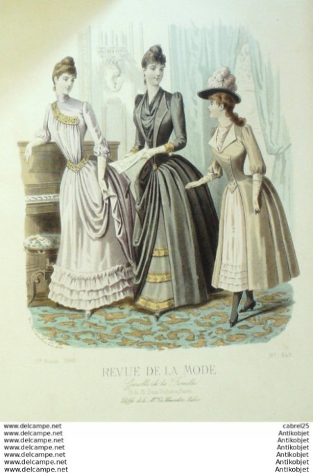 Gravure Mode La Gazette 1888 # 849 (Old Fashion plate)