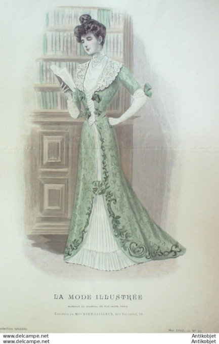 Gravure Mode illustree 1900 # 21 (Old Fashion plate) rare