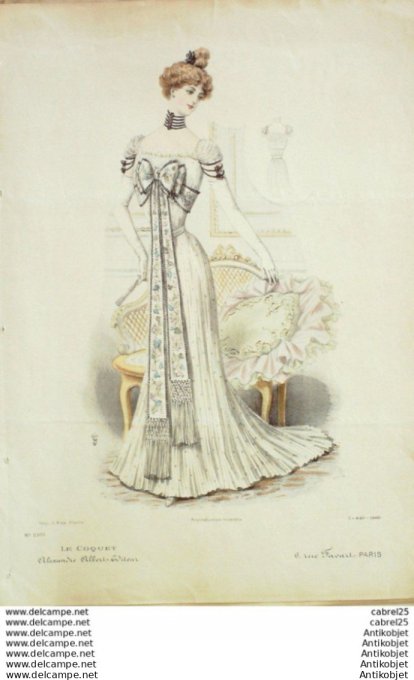 Gravure Mode Le Coquet 1900 # 01 (Old Fashion plate)