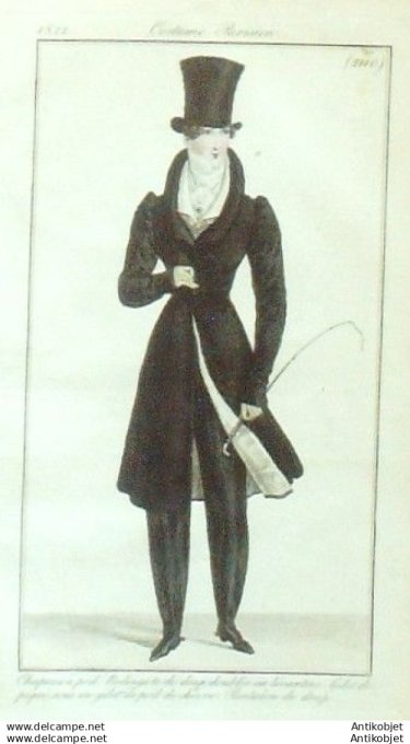Gravure Mode Costume Parisien 1822 # 2110 (eau forte old Fashion plate