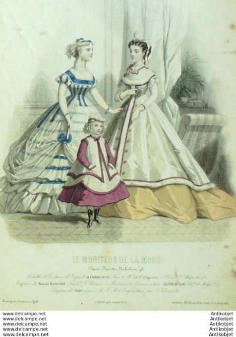 Gravure Mode Le Moniteur 1866 # 838 (Old Fashion plate)