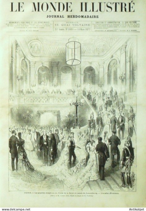 Le Monde illustré 1877 n°1039 Serbie Belgrade Skupstina Constantinople Hassim Pacha Croix Rousse (69