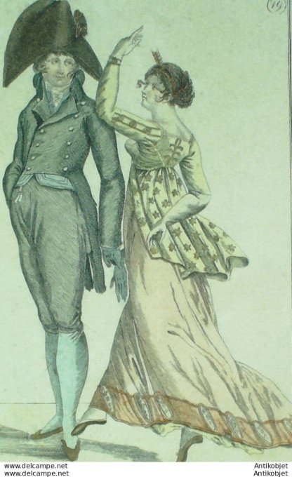 Gravure de mode Costume Parisien 1802 n° 19 (An 10) Costume de bal