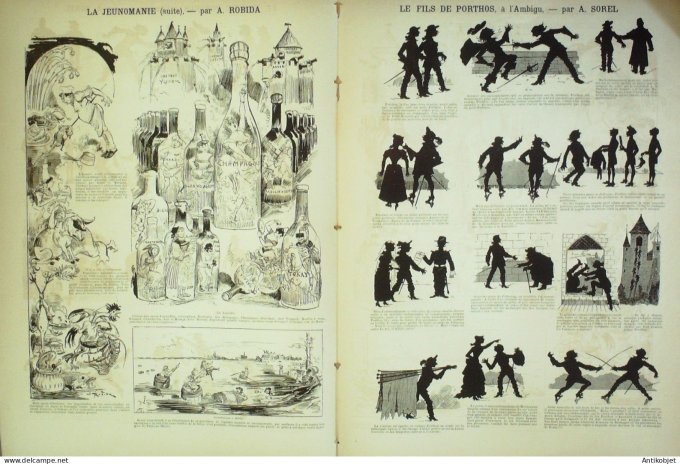 La Caricature 1886 #363 Jeunomanie Robida fils de Porthos Sorel