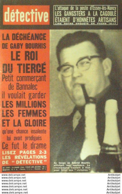 Détective 1966 # 1030 Bannalec Moustier Chelels Menton Serrières Decazeville Moustier