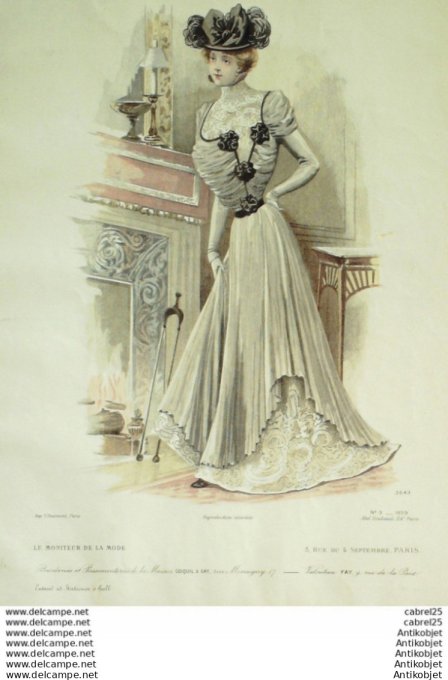 Gravure Mode Le Moniteur 1899 # 09 (Old Fashion plate)
