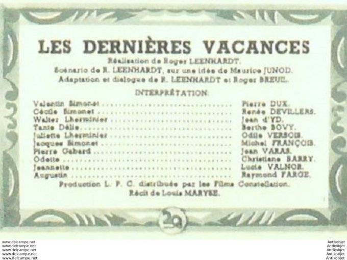 Mon Film   91 48-05-12 Les dernieres vacances Odi Levarsois Pierre Dux