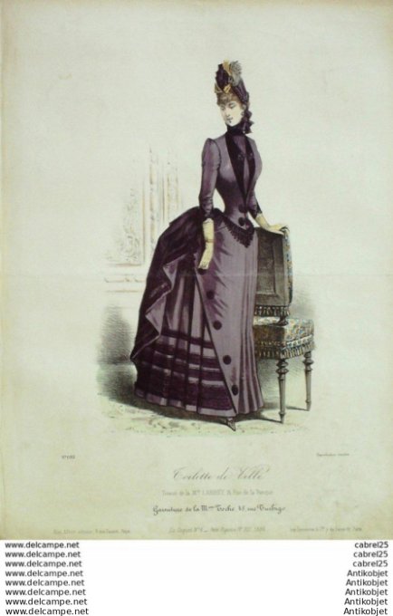 Gravure Mode Le Coquet 1886 # 08 (Old Fashion plate)
