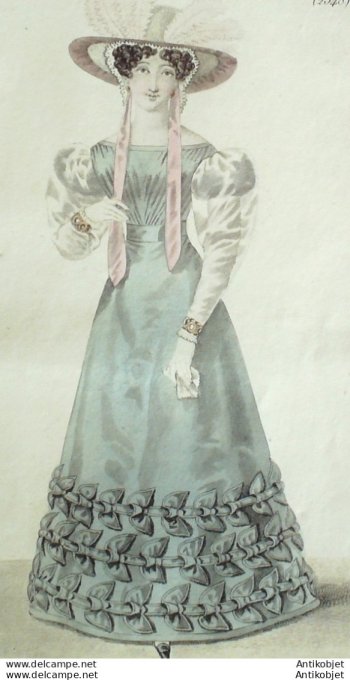Costume Parisien 1825 # 2348 Robe gros de Naples papillons