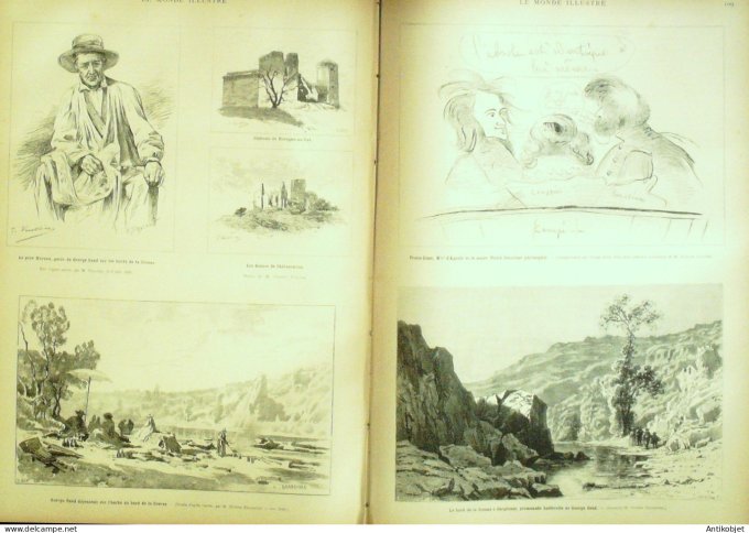 Le Monde illustré 1884 n°1429 Gargilesse Châteaubrun (36) Georges Sand Roche-Martin (23)