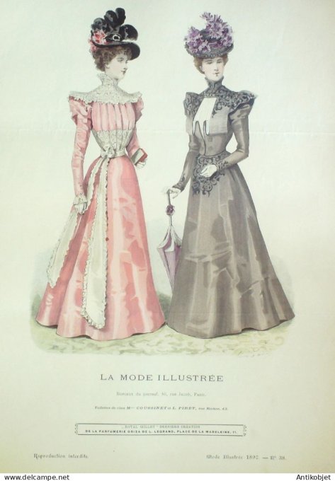 Gravure Mode illustree 1897 # 38 (Old Fashion plate) RARE