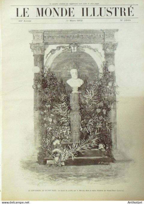 Le Monde illustré 1902 n°2344 Victor Hugo Centenaire Autriche Trieste Via Nuova Roquebrune (06)