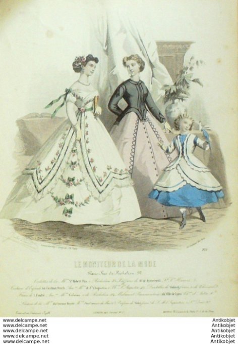 Gravure Mode Le Moniteur 1866 # 836 (Old Fashion plate)
