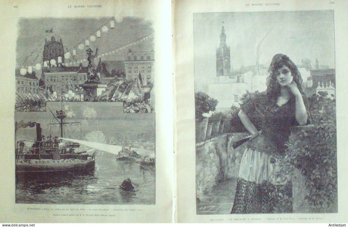 Le Monde illustré 1893 n°1903 Dunkerque (59) Espagne Séville Adolphe Yvon De Miribel