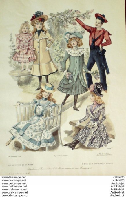 Gravure Mode Le Moniteur 1899 # 17 (Old Fashion plate)