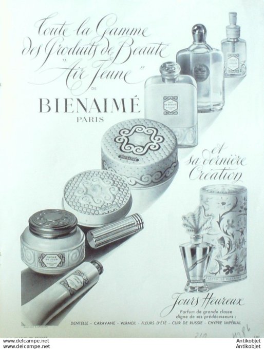 Publicite Cosmetique Bienaime Jours heureux 1951