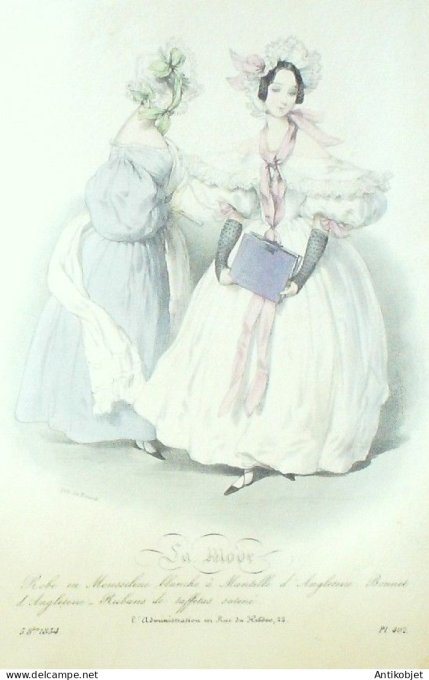 Gravure La mode 1834 # 402 (aquarelle old Fashion plate)