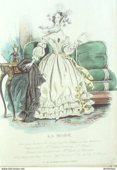Gravure La mode 1843 # 35 (aquarelle old Fashion plate)