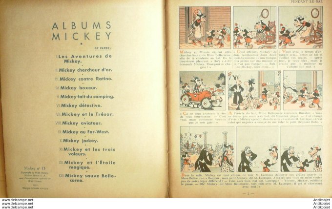 Walt Disney Mickey sauve Bellecorne # 13 Edit Hachette Eo 1937