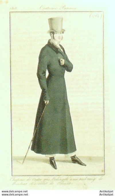 Costume Parisien 1818 # 1764 Redingote homme colet velours