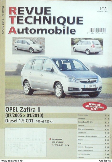 Revue Tech. Automobile 2012 n°B758 Opel Zafira II diesel