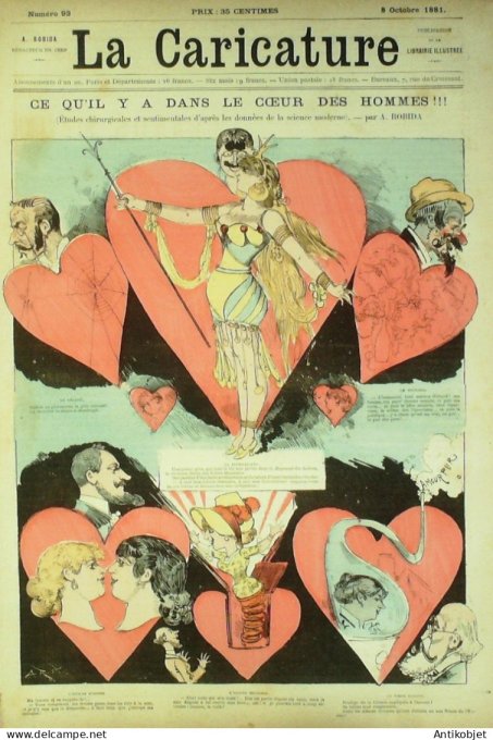 La Caricature 1881 #  93 Dans ce coeur des hommes Robida Accidents de chemin de fer Draner