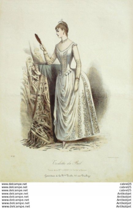 Gravure Mode Le Coquet 1886 # 06 (Old Fashion plate)
