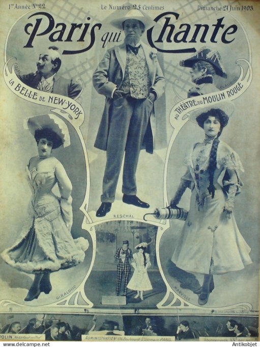 Paris qui chante 1903 #22 Bérard Bailly Perducet Charny Reschal Belle de New york