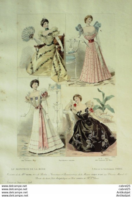 Gravure de mode Le Moniteur 1897 n°08 (Maison Rhinn) Gd format