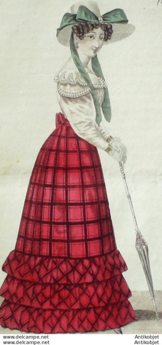 Costume Parisien 1825 # 2349 Robe madras écossais canezou