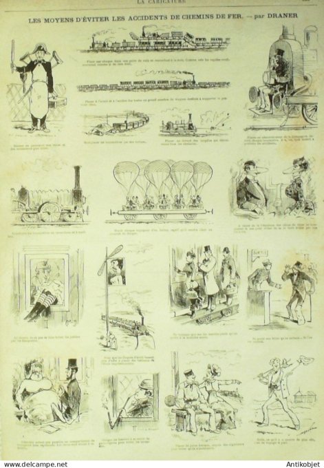 La Caricature 1881 #  93 Dans ce coeur des hommes Robida Accidents de chemin de fer Draner