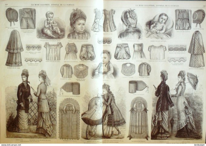 La Mode illustrée journal + gravure associée 1878 # 18