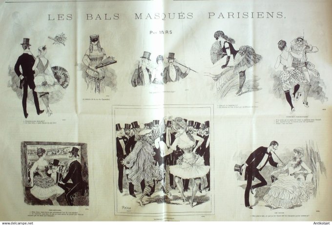 Le Journal Amusant 1884 # 1436 Bals masques par Mars