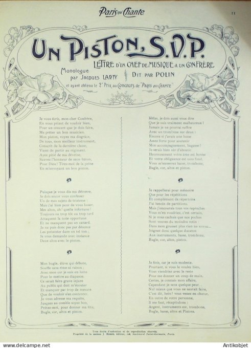 Paris qui chante 1903 #22 Bérard Bailly Perducet Charny Reschal Belle de New york