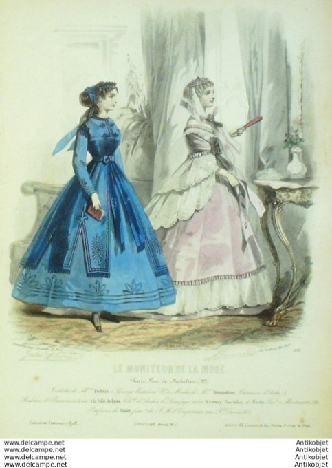 Gravure Mode Le Moniteur 1866 # 835 (Old Fashion plate)