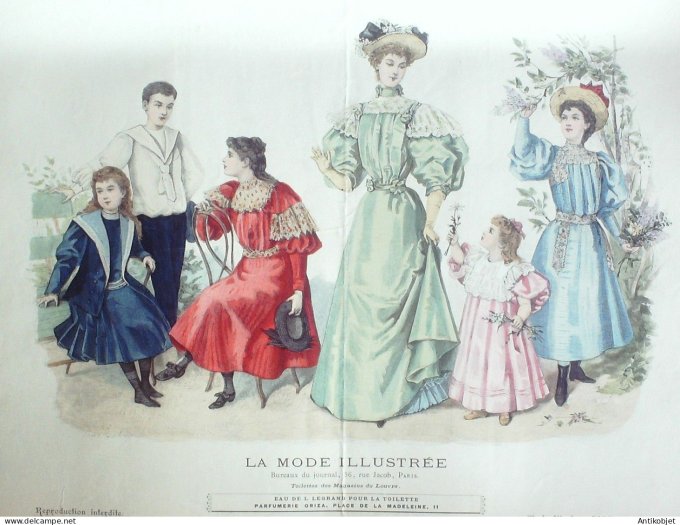 Gravure Mode illustree 1895 # 22 (Old Fashion plate) RARE