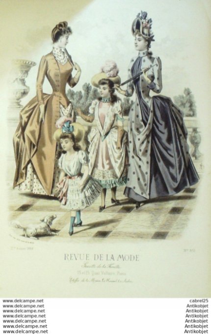 Gravure Mode La Gazette 1888 # 851 (Old Fashion plate)