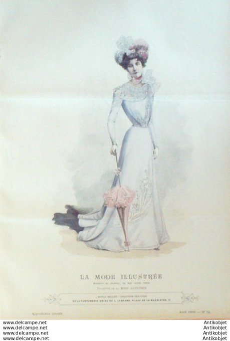 Gravure Mode illustree 1899 # 14 (Old Fashion plate) RARE