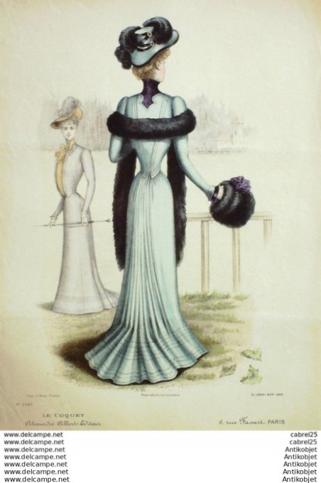 Gravure Mode Le Coquet 1899 # 51 (Old Fashion plate)