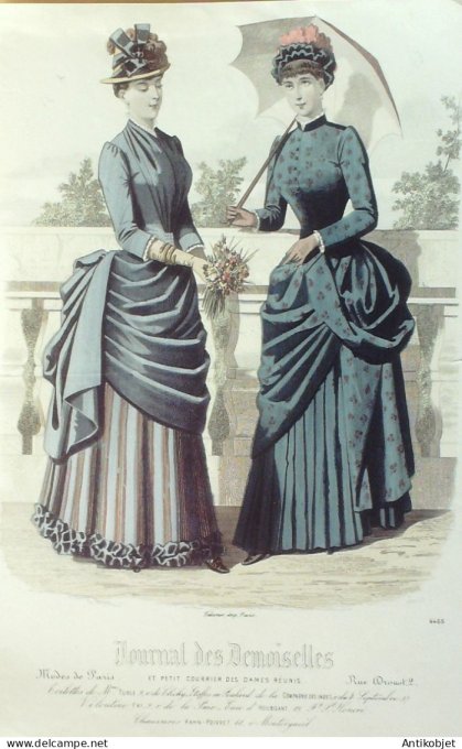 Gravure Mode J.Demoiselles 1884 # 4465 (Old Fashion plate)