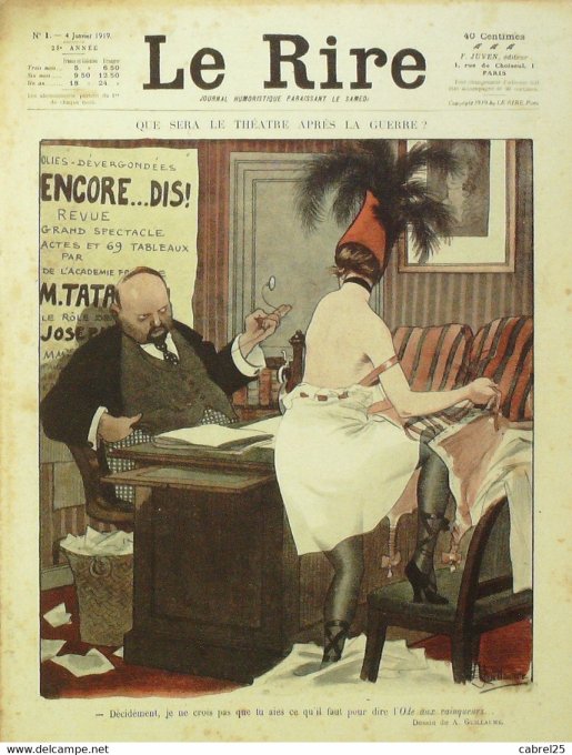 Le Rire 1919 n°  1 Florès Pavis Nob Fabiano Guillaume Edaward Genty