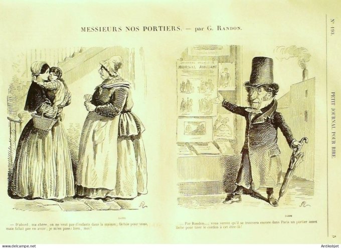 Petit journal pour Rire 1859 # 193 Nos Portiers Randon